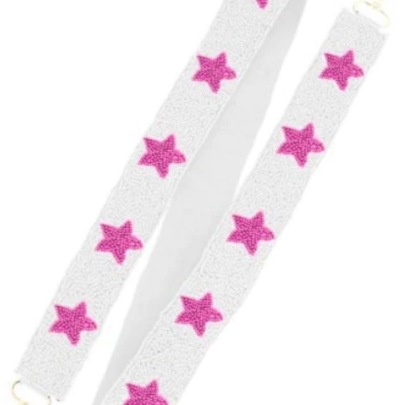 Hot Pink star studded guitar strap - Picture 1 of 4